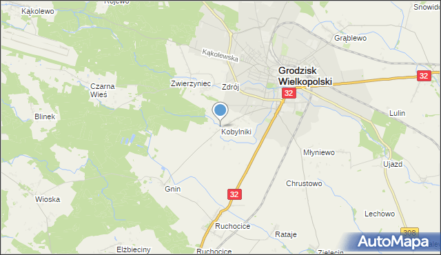 mapa Kobylniki, Kobylniki gmina Grodzisk Wielkopolski na mapie Targeo